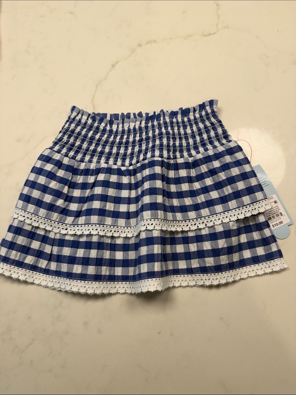 Cat & Jack Blue and White Gingham Tiered Skirt